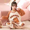 Pijama infantil de algodão penteado para primavera, conjunto de desenho animado para ar condicionado para meninos, roupa casual e moderna para meninos