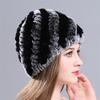 Novo Estilo Chapéu Espiral de Pelo de Coelho Rex Tecido para Mulheres de Meia-idade e Idosas Outono e Inverno Aconchegante e Quente Chapéu de Lã Baotou Abacaxi