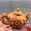 Caja de boj Tallada Cesta de Pesca Mango Olla, La Riqueza Viene de Todas Partes, Navegación Fluida, Artesanías de Madera Maciza, Accesorios para Mascotas de Té, Juguetes para el Hogar