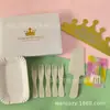 Cubiertos Desechables para Pastel de Cumpleaños, Tenedor y Plato Vajilla Caja de Regalo Set de Vajilla para Pastel de Cumpleaños Caja Plato de Cena Biodegradable Cumpleaños