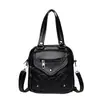 Bolso de Mano Transfronterizo 2025 Nueva Moda Retro de Gran Capacidad Bolso de Hombro Ligero de Cuero PU Mochila Cruzada para Mujer