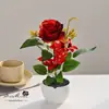 Novidade Transfronteiriça Rosa Pequeno Bonsai Flor Artificial Criativa Decoração para Casa Estúdio de Fotografia Enfeites Plantas Verdes Artificiais Plantas Artificiais em Vasos