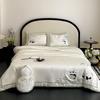 Juego de edredón de verano Lenzing Tencel de cuatro piezas, lindo panda, edredón fresco para aire acondicionado, funda de edredón para dormir desnudo, edredón fino y sedoso