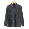 Top de Algodón de Manga Larga Holgado Grueso para Otoño e Invierno para Hombre de Mediana Edad Camisa Polo Casual con Solapa y Bolsillo