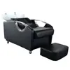 Cama de Lavado Semi-Reclinable Reposabrazos de Acero Inoxidable Lavabo de Cerámica Salón de Belleza Peluquería Fabricante de Camas de Lavado al por Mayor