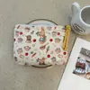 Bolsa Cosmética Linda Azul Caricatura Mini Billetera Algodón Puro Bolsa Pequeña de Tela Auriculares Lápiz Labial Bolsa de Almacenamiento Portátil