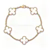 Versão de Luxo V-Gold Pulseira de Trevo de Quatro Folhas e Cinco Flores com o Mesmo Peso do Original, Banhada a Ouro 18K, Combinando Ágata Natural, Atacado para Transmissão ao Vivo, Transfronteiriço