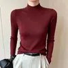 Camiseta fina de punto fino con cuello semi-alto para mujer, nuevo top interior de otoño e invierno, suéter de color liso ajustado, transfronterizo