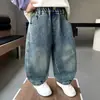Pantalones para niño Q112, colección de otoño, pantalones largos casuales elegantes y geniales, nuevos para niños, de pierna recta, corte holgado, versátiles pantalones de mezclilla