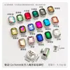 Rebites Kimberly com Vidro Colorido Incrustado, Rebites em Forma de Parafuso, Rebites em Forma de Gota d'Água, Rebites Redondos em Forma de Coração, Rebites Quadrados de Diamante