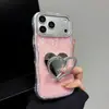 Funda de teléfono con soporte en forma de corazón con patrón de concha de borde ondulado adecuada para Apple 17PROMAX, cobertura total, tacto de alta gama 14, 16/15