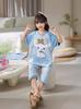 Saco de dormir de algodón para niños, pijama de una pieza de manga corta para niñas, verano fino, dibujos animados, ropa de aire acondicionado para niñas, camisón a prueba de patadas