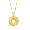 Set de Joyería Étnica Chapado en Oro de Xinjiang con Pulsera de Brazalete con Colgante de Hebilla de Paz Tejida Incrustada de Diamantes Joyería de Rosquilla para Mujeres