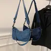 Bolsa de Ombro Única Retrô Personalizada em Jeans Formato Único de Jeans Bolsa de Braço Lavada Desgastada Bolsa Tote de Luxo