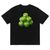 Camiseta de seda de leche con estampado de manzana verde, de manga corta, divertido diseño de fruta, top casual de verano, versátil para el uso diario