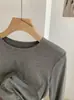 KEKEZOON Camiseta de Manga Larga de Modal Estilo Coreano Otoño Ajustada Capa Interior Capa Base Elástica Suave Top 8911