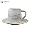 Juego Casual de Taza y Platillo de Cerámica Taza para el Té de la Tarde Relieve Esmaltado en Horno Retro Cerámica de Alto Valor Taza y Platillo de Café
