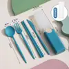 Conjunto de Hashis e Colher para Escritório Estudante Plástico Portátil Utensílios de Mesa Fofo Peças Quatro Peças Caixa de Armazenamento Individual para Viagem