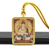Tangka Dorado Pintado a Mano de los Doce Signos del Zodíaco, Santo Patrón de Buda, Samantabhadra, Colgante de Tangka Estable, Collar de Buda Portátil