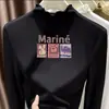 Top de capa base de terciopelo alemán de doble cara para usar en otoño e invierno, con cuello semialto fruncido, mangas largas para niñas, camiseta cepillada cálida y versátil