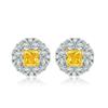 Brincos Europeus e Americanos de Flor em Prata S925 para Mulheres, Brincos de Prata com Zircônia Amarela, Zircônia em Formato de Gota, Brincos de Prata Pura Galvanizada com Separação de Cores