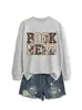 Amazon Wish site independente moda casual retrô feminina nerd de livros floral outono e inverno nova blusa de moletom