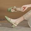 33513 Zapatos chinos de moda Mary Jane con tacón grueso, cabeza cuadrada grande y trasera vacía, cómodos y combinables, 2024, nuevos para mujer