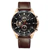 Reloj deportivo casual impermeable de moda para hombre, reloj de estudiante Pinduoduo con correa de cuero y calendario, de cuarzo