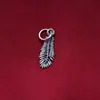 Colgante de pluma vintage de plata pura S925, etiqueta de plata, charm para pulsera, cordón trenzado, pequeño accesorio de plata pura para DIY, charm lateral decorativo