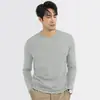 Camiseta de Manga Larga para Hombre de Algodón Modal Tencel, Nuevo Estilo Otoño 2026, Blanca, Top Versátil de Capa Base para Primavera y Otoño