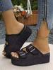 Sandalias de tela vaquera tipo slip-on de talla grande con hebilla para mujer, Nuevas pantuflas de suela gruesa para uso en exteriores Verano 2026