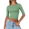 Tops de Primavera para Mujer Transfronterizos Sexy Ajustados Cortos que Muestran el Ombligo Ropa Exterior de Seda de Leche Camisa de Manga Corta para Capas Interiores