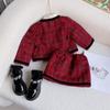 Trajes de Niña Estilo K Engrosados, Ropa de Invierno, Nuevo Conjunto de Dos Piezas de Falda y Chaqueta Estilo Pequeño Fragante para Bebé Niña Tendencia