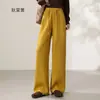 Pantalones rectos de Lyocell Tencel para mujer, pantalones casuales versátiles y con caída, pantalones de pierna ancha estrecha sueltos de cintura alta, pantalones adelgazantes para mujer