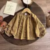 Conjunto de Ropa para Niñas de Primavera y Otoño, Ropa Infantil Elegante y a la Moda, Camisa de Encaje Estilo Bosque, Chaqueta, Pantalones de Campana Florales