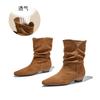 Botas Retrô de Bico Fino para Mulheres Outono e Inverno 2025 Novas Botas de Cowboy Ocidental Estilo Britânico Casuais Versáteis Botas Curtas
