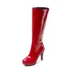 Botas de mujer de talla grande transfronterizas con cremallera lateral, versátiles para otoño e invierno, botas altas de charol, botas Martin de plataforma de punta redonda para mujer