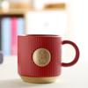 Taza de café de cerámica con patrón vertical pieza de cobre estrella estilo BA taza taza de agua para el hogar estilo nórdico taza simple LOGOTIPO