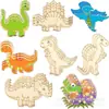Peças de Dinossauro de Madeira Inacabadas Transfronteiriças para DIY Infantil Artesanato de Madeira em Branco Decorações e Enfeites