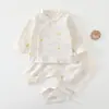 Conjunto Separado de Roupas de Outono para Bebê com Calças Cintura Alta Proteção da Barriga Roupa Íntima para Recém-Nascido Algodão Puro Sem Ossos Camada Base de Outono e Inverno para Bebê