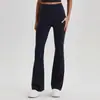 Calça Esportiva Longa Europeia e Americana Transfronteiriça Sensação Nua Cintura Alta Justa Perna Larga Emagrecedora Flare Calça Boca de Sino Esportes Corrida Fitness Roupa 4069