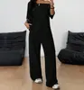 Nuevo Set de Pantalones de Pierna Ancha de Color Sólido con Cuello Asimétrico, Moda Casual Transfronteriza Europea y Americana de Gran Venta para Mujer 2025