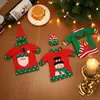 Conjunto Bordado à Máquina de Desenho Animado para Garrafa de Vinho Conjunto de Duas Peças Conjunto de Louça do Papai Noel Decorações de Natal Atacado