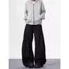 Pantalones Vaqueros Occidentales de Pierna Ancha Sueltos Casuales Largos Negros con Caída de Gama Alta Americanos para Viajes de Otoño/Invierno Hombres Mujeres Retro