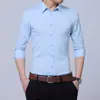 Camisa blanca de manga larga para hombre, sin planchado, ajustada, antiarrugas, para trabajo, de otoño, para hombre