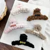 Pinza de Pelo de Felpa con Letra para Otoño e Invierno, Pasador Dulce con Cara Sonriente, Pinza de Tiburón para Peinado Recogido en la Parte Trasera de la Cabeza, Adecuado para Cabello Grueso, Accesorio para el Cabello para Mujeres