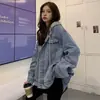 Jaqueta jeans feminina petite primavera/outono 2025 novo estilo vintage ins solta de manga comprida top moderno em azul