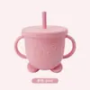Taza de Aprendizaje para Bebés con Popote de Silicona Taza de Beber Agua con Tapa Antipolvo y Anticaídas Taza para Snacks de Silicona de Grado Alimenticio Punto Transfronterizo