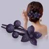 Grampo Bico de Pato com Diamante de Flor Grampo Lateral Artefato para Cabelo na Nuca Grampo de Cabelo Feminino Elegante Simples Acessórios de Cabelo