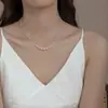 Estilo Socialité Romántico ~ Lujo Accesible Diseño de Nicho Collar para Mujeres Estilo Francés Gentil Cadena Elegante para Clavícula Collar Elegante